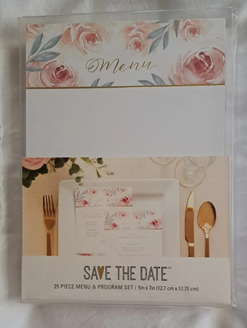 American Crafts Floral Rose Menu & Program Set - Blush Pink Wash